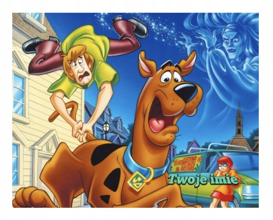 Puzzle SCOOBY DOO KUDŁATY A3 252 el z Nadrukiem + IMIĘ Pudełko 12