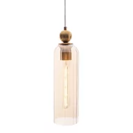Lampy sufitowe - Loftowa lampa wisząca Campanila P0510 Maxlight szkło tuba mosiądz przezroczysty - miniaturka - grafika 1