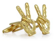 Spinki do mankietów i krawatów - Złote spinki do mankietów - peace A213 - miniaturka - grafika 1