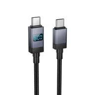 Kable USB - Kabel USB C do USB C Hoco 3A 60W z wyświetlaczem 1 m X118 czarny - miniaturka - grafika 1