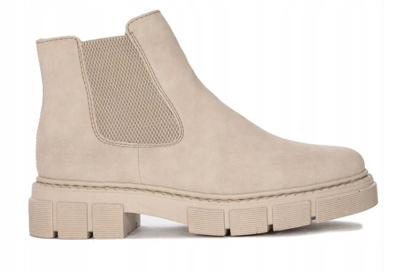 RIEKER DAMSKIE BOTKI BEŻOWE NA ZAMEK Z LOGO 41 Ż_A
