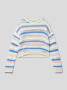 Bluzy dla dziewczynek - Sweter z dzianiny z haftem angielskim - miniaturka - grafika 1