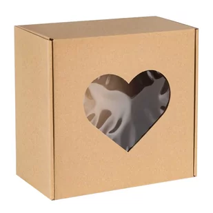 Kwadratowe pudełko fasonowe z okienkiem serce, pudełko prezentowe 20x20x10cm x1 - Zestawy upominkowe - miniaturka - grafika 1