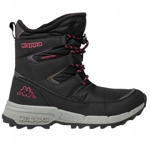 KAPPA CZARNE ŚNIEGOWCE Z OZDOBNYMI RÓŻOWYMI WSTAWKAMI 37 JŁA