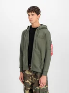 Bluzy męskie - Alpha Industries Bluza rozpinana Back Print Zip Hoody 128342 dark oliv - miniaturka - grafika 1