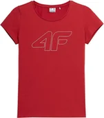Bluzki damskie - T-shirt damski 4F SS23TTSHF583 - czerwony XS - miniaturka - grafika 1
