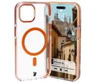 Etui i futerały do telefonów - Bizon Etui z pierścieniem magnetycznym Case Marco do iPhone 15, przezroczyste z pomarańczową ramką - miniaturka - grafika 1