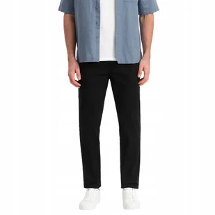 Spodnie męskie chino SLIM FIT czarne V4 OM-PACP-0186 L - Spodnie męskie - miniaturka - grafika 1