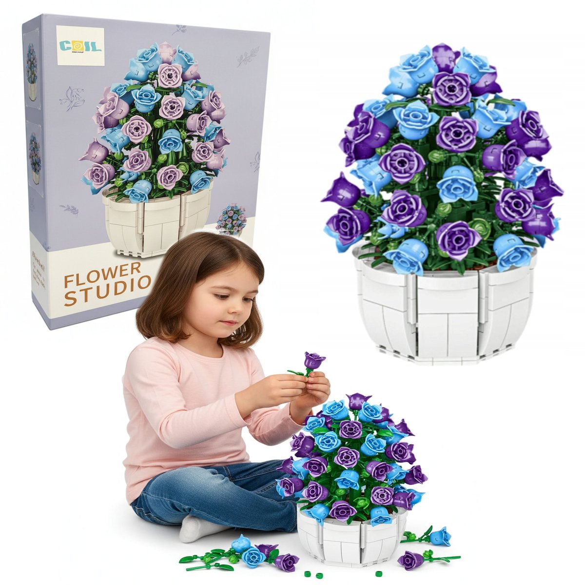 COIL Klocki konstrukcyjne zestaw 570 el. elementów w donicy