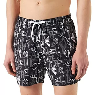 Emporio Armani Swimwear Emporio Armani All Over bokserki męskie z logo Swim Trunks, czarne, 54, czarny - Kąpielówki męskie - miniaturka - grafika 1
