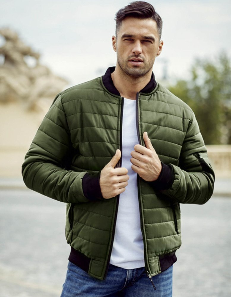 Kurtka męska pikowana bomber jacket zielona TX2211A-M