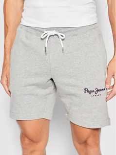 Spodnie sportowe męskie - Pepe Jeans Szorty sportowe George PM800912 Szary Regular Fit - grafika 1