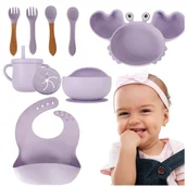 Zestawy naczyń dla dzieci - NACZYNIA SILIKONOWE dla dzieci zestaw krab akcesoria 9el. - miniaturka - grafika 1