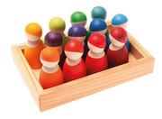 Zabawki interaktywne dla dzieci - Grimms 12 drewnianych tęczowych przyjaciół 1+ - Grimm's Grimms - Zabawka drewniana - Montessori 10581 - miniaturka - grafika 1