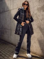 Kamizelki damskie - Czarna długa pikowana kamizelka damska Denley 16M9123A - miniaturka - grafika 1