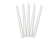 Dekoracje i nakrycia stołu na imprezę - Świeca stożkowa metalizowana perłowa, 24 cm, 5 szt. - miniaturka - grafika 1