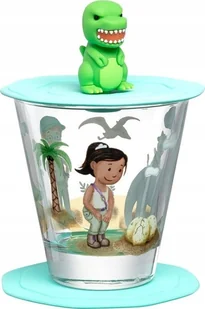 Leonardo Szklanka z pokrywą i spodkiem 215ml dinozaur BAMBINI AVVENTURA - Leonardo - Miseczki i talerzyki dla dzieci - miniaturka - grafika 1