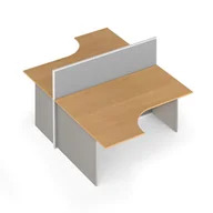 Inne meble biurowe - B2B Partner Zestaw parawanów biurowych ze stołem ergonomicznym, tekstylny, 2 miejsca, buk 437227 - miniaturka - grafika 1