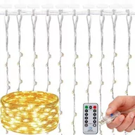 Oświetlenie świąteczne - Kurtyna świetlna ciepły biały 300 Led lampki wewnętrzne z programatorem USB - miniaturka - grafika 1