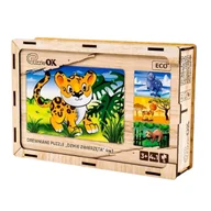 Puzzle - Puzzle 4w1 Drewniane Dzikie Zwierzęta - miniaturka - grafika 1