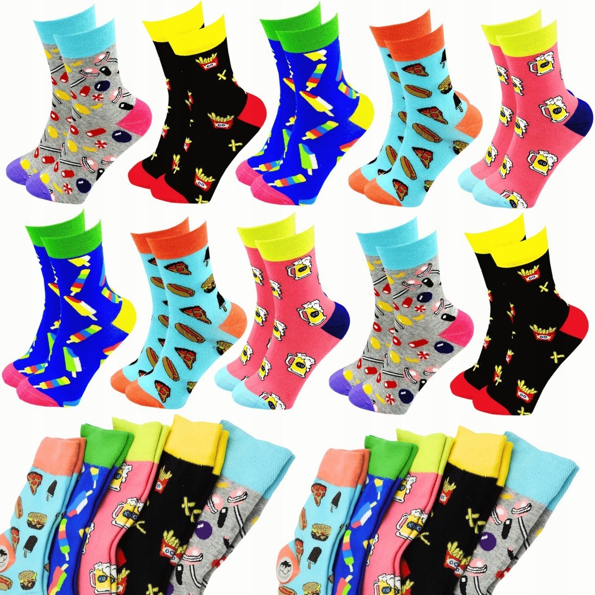 10 PAR SKARPETY DAMSKIE CIEPŁE SKARPETKI 38-42 KOLOROWE DŁUGIE 85% BAWEŁNA