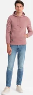Bluzy męskie - Ombre Męska dresowa bawełniana bluza kangurka z kapturem BASIC ciemnoróżowa V4 OM-SSBN-0161 S - miniaturka - grafika 1
