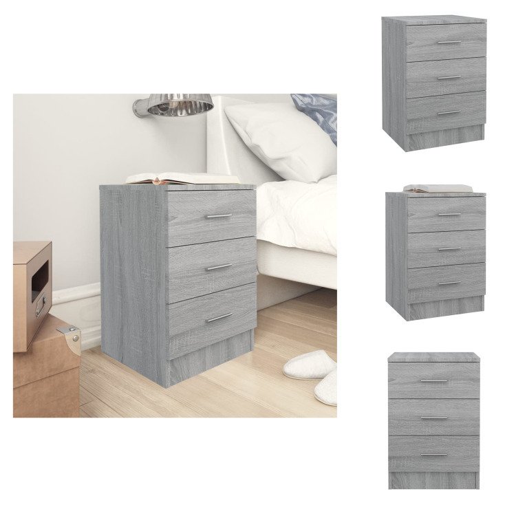 vidaXL Szafka nocna Szara Sonoma 38x35x56 cm Materiał drewnopochodny - Szafki nocne