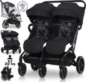 Wózki dziecięce - LEKKI WÓZEK BLIŹNIACZY EASYGO ECHO EBONY BLACK + FOLIA + DODATKI DO 47KG - miniaturka - grafika 1