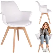Krzesła - Krzesło skandynawskie, ORLEAN, ekoskóra, 63x59x83 cm, białe - miniaturka - grafika 1