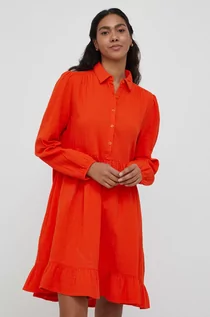 Sukienki - Benetton United Colors of United Colors of sukienka bawełniana kolor pomarańczowy mini rozkloszowana - grafika 1