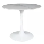 Stoły - Stół okrągły biały ESPERO efekt marmuru FI 90 - miniaturka - grafika 1