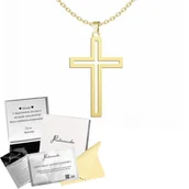 Łańcuszki - ZŁOTY NASZYJNIK Z KRZYŻEM ŁAŃCUSZEK SREBRO 925 PREZENT ŻYCZENIA GRATIS - miniaturka - grafika 1
