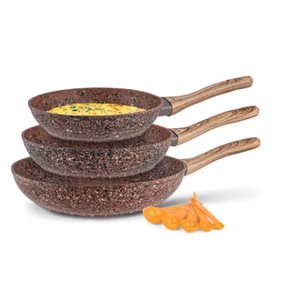 Zestaw patelni indukcja GRANITOWA PATELNIA 20/24/28cm + MIARKI Brown Rock - Zestawy garnków i patelni - miniaturka - grafika 1