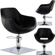 Fotele fryzjerskie - Fotel fryzjerski Laura Black hydrauliczny obrotowy do salonu fryzjerskiego krzesło fryzjerskie - miniaturka - grafika 1