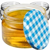 Pojemniki kuchenne - Słoiki Denia 250ml 50 szt. 82mm + wieczko "Niebieska Krata" - miniaturka - grafika 1