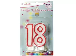 INNE Świeczka Czerwony Obrys &quot;18&quot EK312143 - Urodziny dla dorosłych - miniaturka - grafika 1