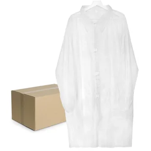 Fartuch jednorazowy biały XL na rzepy (flizelina 22g) 100szt - Odzież medyczna - miniaturka - grafika 1