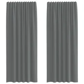 Zasłony - vidaXL Zasłony woalowe z kieszeniami na drążek 2 szt. Ciemnoszary - miniaturka - grafika 1