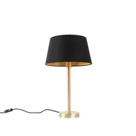 Lampy stojące - QAZQA Lampa stołowa mosiądz klosz czarno-złoty 32cm - Simplo - miniaturka - grafika 1