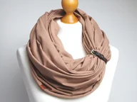 Apaszki i szaliki damskie - Bawełniany komin damski, duży komin oversize z zapinką skórzaną - miniaturka - grafika 1