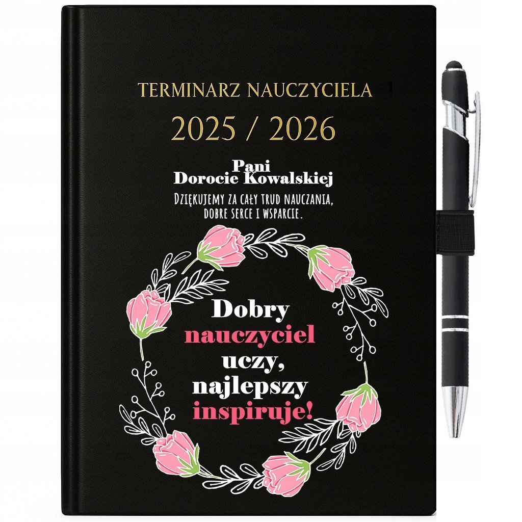 Kalendarz terminarz 25/26 pomysł na prezent z okazji Dnia Nauczyciela imię