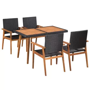 shumee shumee 5 cz zestaw mebli ogrodowych rattan PE czarny i brązowy - Meble ogrodowe - miniaturka - grafika 1