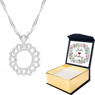 Naszyjniki - Naszyjnik srebrny 925 Rozeta Kwiat + WŁASNY NADRUK - miniaturka - grafika 1