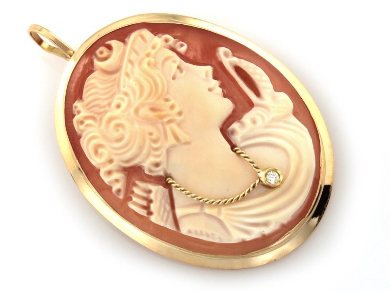 Elegancka złota 585 broszka Kamera z możliwość zawieszenia na łańcuszek14k