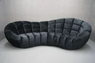 Sofy i kanapy - Sofa Owalna Retro Tapicerowana I Pikowana Czarna 315 Cm B 3014 - miniaturka - grafika 1