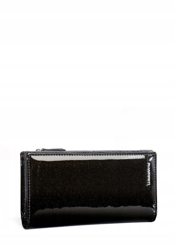 Lakierowany Czarny Portfel damski Skóra Naturalna LUIGISANTO Na Prezent