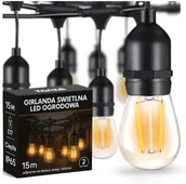 Lampy ogrodowe - GIRLANDA OGRODOWA LED 15M 15X E27 KANZA - miniaturka - grafika 1