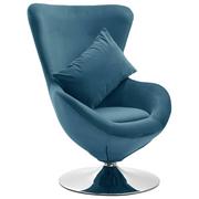 Fotele - vidaXL Lumarko Fotel obrotowy jajo z poduszką, niebieski, aksamitny 326210 - miniaturka - grafika 1