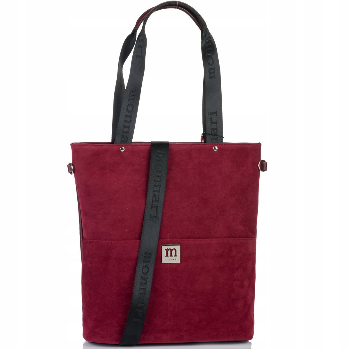 Torebka Monnari Torba Shopper Duża Praktyczna Zamszowa Premium Burgund