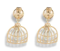 Kolczyki - Klipsy do uszu złote wiszące - miniaturka - grafika 1